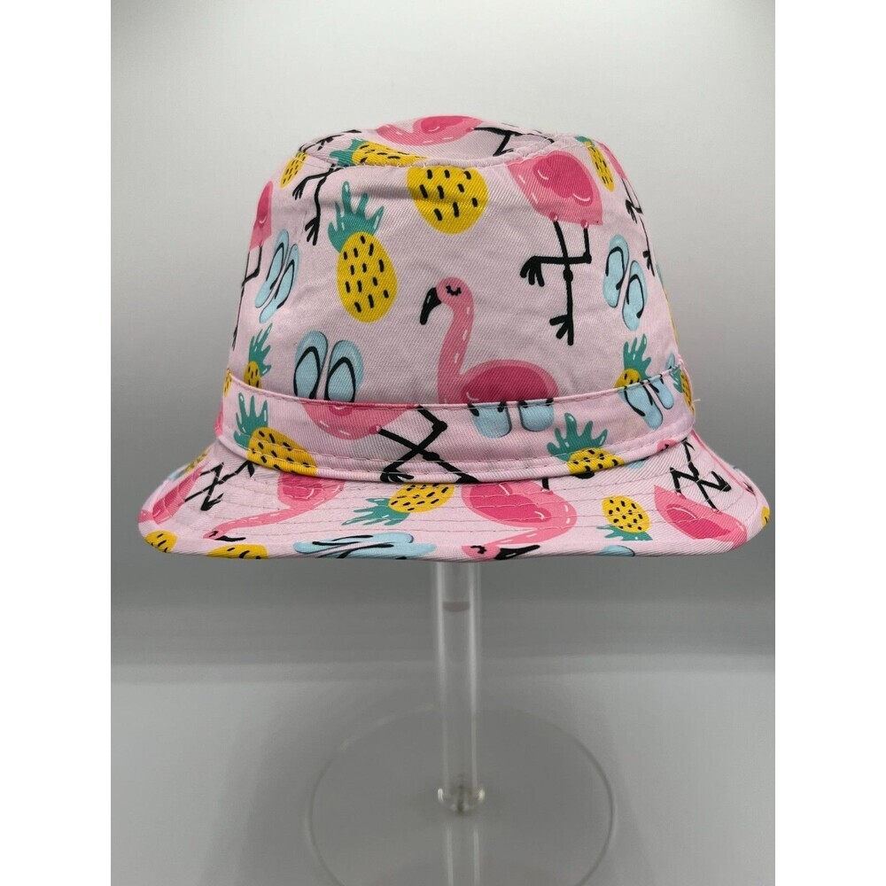 Pink Flamingo Pineapple Bucket Hat Tropical Summer Beach Cap Size 58